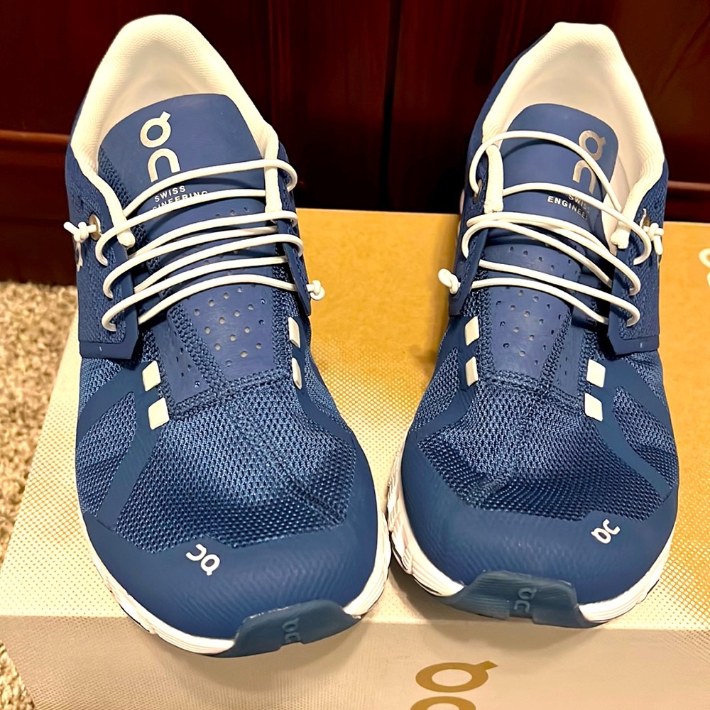 On cloud running shoes. Denim color